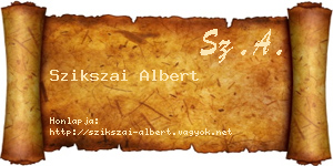 Szikszai Albert névjegykártya